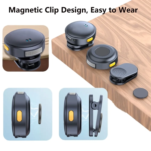 Wireless Lavalier Microphone, Magnetic Connection, Audio and Video Recording Microphone, Type-C Interface, Suitable for Android or Apple 15 and Above