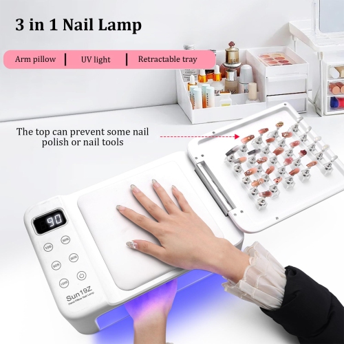 Smart UV LED Nail Therapy Lamp, Double-Hand Nail Lamp With Hand Pillow and LED Display, Suitable for Nail Salons and Home