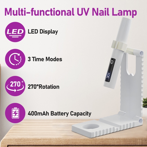 Mini Nail Lamp Baking Lamp With LED Display and Foldable Stand, Portable Handheld Nail Lamp Suitable for Travel