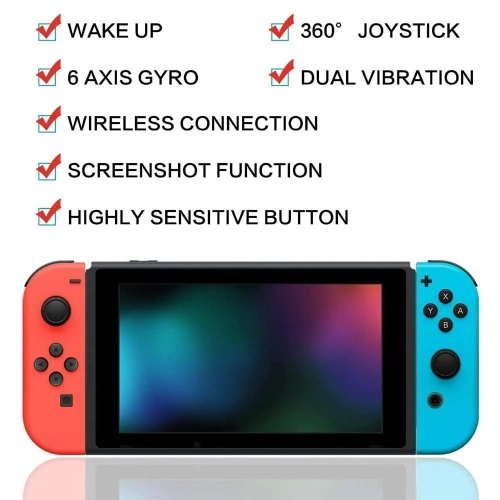 Pour Joypad pour Switch Controller - Télécommande sans fil gauche et droite avec dragonne(Rouge bleu)