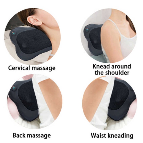 3d Coussin de massage rotatif pour les épaules, le cou, le dos, la taille, coussin de massage chauffant Appareil de massage électrique