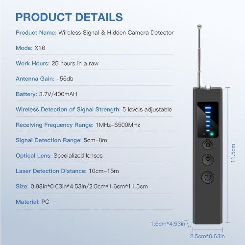 Hidden Camera Detector, Camera Detector, Spy Camera Finder, GPS Tracker Detector, Bug Detector and Camera Finder, Listening Device Detector for