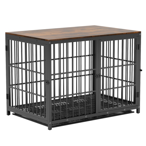 BingoPaw Heavy Duty Dog Crate Furniture for Extra Large Dogs, Decorative Pet House End Table, Indoor Wooden Cage Kennel with 3 Doors, 42.3"L x 28.1"W