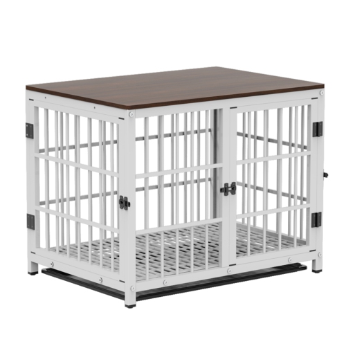 BingoPaw Heavy Duty Dog Crate Furniture for Large and Medium Dogs, Decorative Pet House End Table, Indoor Wooden Cage Kennel with 3 Doors, 30.9"L x
