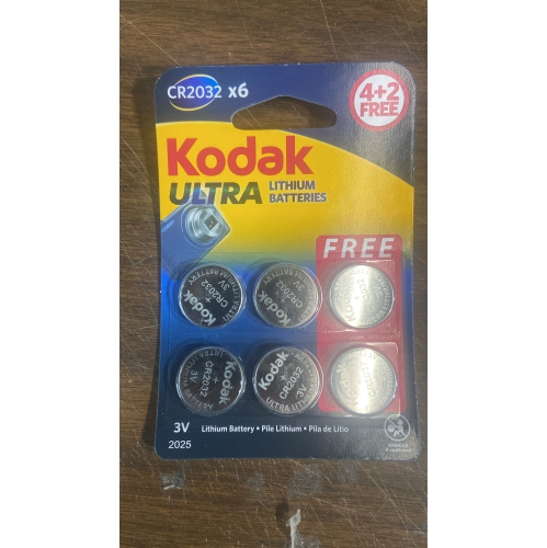 Kodak Ultra Lithium Batteries 3V CR2032 Pack of 6