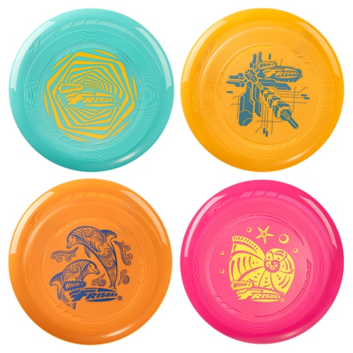 WHAM-O  Frisbee Go 4 Pack Flying Disc, 9 Inch Lightweight Colorful Toy Set for Beginners Outdoor Game - 70G