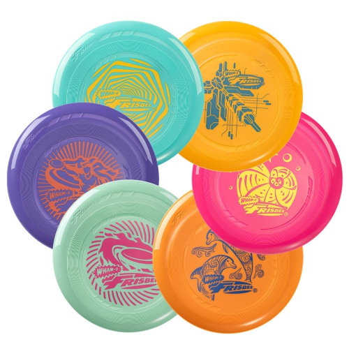 WHAM-O  Frisbee Go 6 Pack Flying Disc, 9 Inch Lightweight Colorful Toy Set for Beginners Outdoor Beach Park Backyard Game - 70G