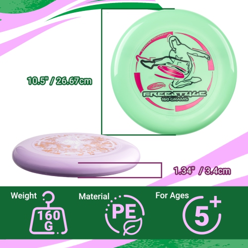 Wham-O Frisbee Freestyle Disc 160g, 10.5 Inch, Durable and Flexible PE for Outdoor Beach, Family Fun - 2 Pack
