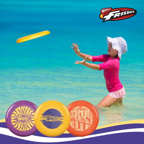 Wham-O Frisbee Cool Flyer 3 Pack Flying Disc, 9.95 Inch Lightweight Toy Outdoor Game - 130g