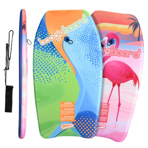 WHAM-O – Planche Boogie Board, 33&nbsp;po, légère avec dragonne, housse en fibre de verre pour adultes débutants, paq. 2 - flamant/courbe
