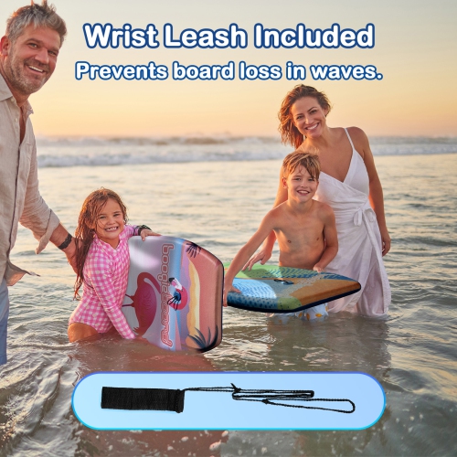 WHAM-O – Planche Boogie Board, 33&nbsp;po, légère avec dragonne, housse en fibre de verre pour adultes débutants, paq. 2 - flamant/courbe