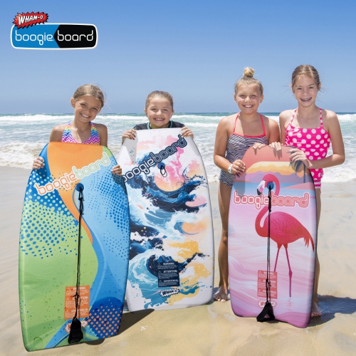 WHAM-O – Planche Boogie Board, 33&nbsp;po, légère avec dragonne, housse en fibre de verre pour adultes débutants, paq. 2 - flamant/courbe