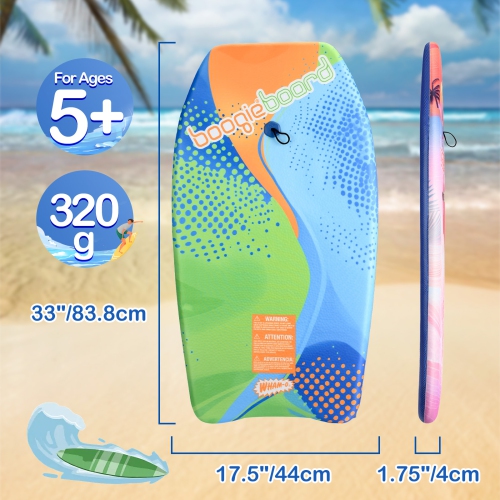 WHAM-O – Planche Boogie Board, 33&nbsp;po, légère avec dragonne, housse en fibre de verre pour adultes débutants, paq. 2 - flamant/courbe