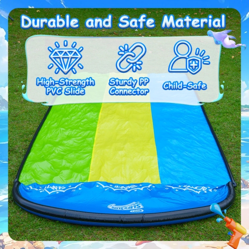 Wham-O Slip N Slide Triple Waver Rider with Boogie 18ft for Kids 5-12 Years Backyard Water Fun