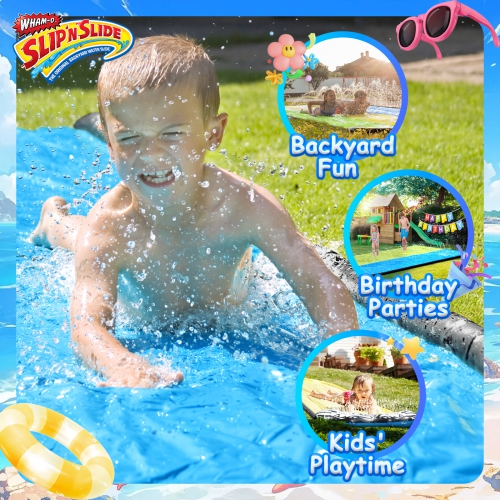 Wham-O Slip N Slide Triple Waver Rider with Boogie 18ft for Kids 5-12 Years Backyard Water Fun