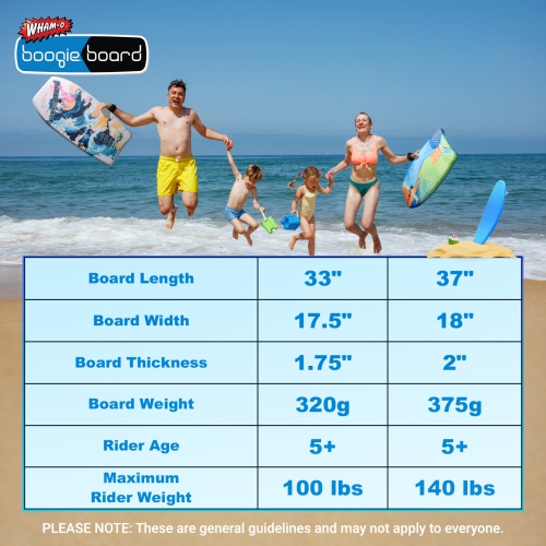 WHAM-O – Planche Boogie Board 37&nbsp;po et 33&nbsp;po avec dragonne en fibre de verre pour adolescents 5 ans et plus, adultes océaniques, paq. 2 -