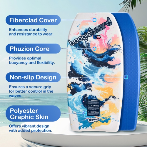 WHAM-O – Planche Boogie Board 37&nbsp;po et 33&nbsp;po avec dragonne en fibre de verre pour adolescents 5 ans et plus, adultes océaniques, paq. 2 -