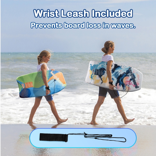 WHAM-O – Planche Boogie Board 37&nbsp;po et 33&nbsp;po avec dragonne en fibre de verre pour adolescents 5 ans et plus, adultes océaniques, paq. 2 -