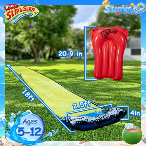 Wham-O Slip N Slide Wave Rider 18ft with Boogie, Summer Outdoor Toys for Kids 5-12 Years, Perfect for Lawn Parties