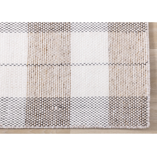 Rug Branch Geometric,Plaid Indoor Area Rug, Cream Cream , Contemporary Modern - Living Room, Bedroom, Dining Room, and Kitchen