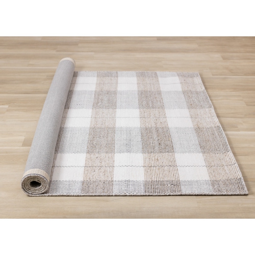 Rug Branch Geometric,Plaid Indoor Area Rug, Cream Cream , Contemporary Modern - Living Room, Bedroom, Dining Room, and Kitchen