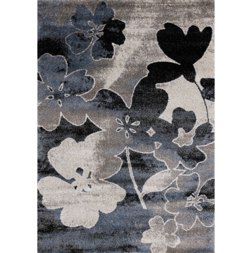RUG BRANCH  Botanical Indoor Area Rug Cream, Contemporary Modern - Living Room, Bedroom, Dining Room, And Kitchen In Blue