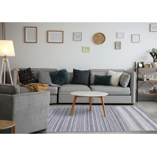 Rug Branch Stripes Indoor Area Rug, Grey Grey , Contemporary Modern - Living Room, Bedroom, Dining Room, and Kitchen