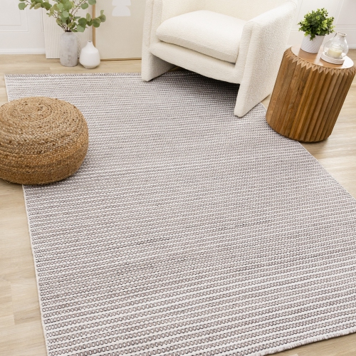 Rug Branch Stripes Indoor Area Rug, White Taupe , Contemporary - Living Room, Bedroom, Dining Room, and Kitchen