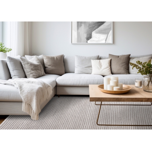 Rug Branch Stripes Indoor Area Rug, White Taupe , Contemporary - Living Room, Bedroom, Dining Room, and Kitchen