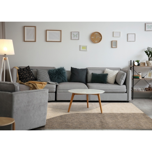 Tapis géométrique en forme de branche, tapis d'intérieur ton/uni, gris beige , moderne contemporain - salon, chambre, salle à manger et cuisine