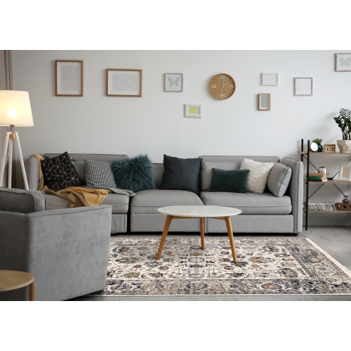 Rug Branch Elegant Indoor Area Rug, Cream Blue , Classic/Traditional - Living Room, Bedroom, Dining Room, and Kitchen