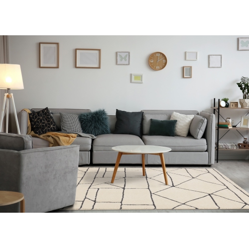 Rug Branch Geometric,Trellis Indoor Area Rug, Cream Cream , Contemporary Modern - Living Room, Bedroom, Dining Room, and Kitchen