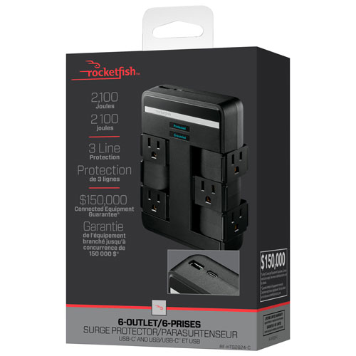 Rocketfish 6-Outlet/2-USB Surge Protector - Only at Best Buy