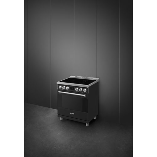 Smeg 30" 4.06 Cu. Ft. True Convection Slide-In Induction Range (SPR30UIMAN) - Matte Black
