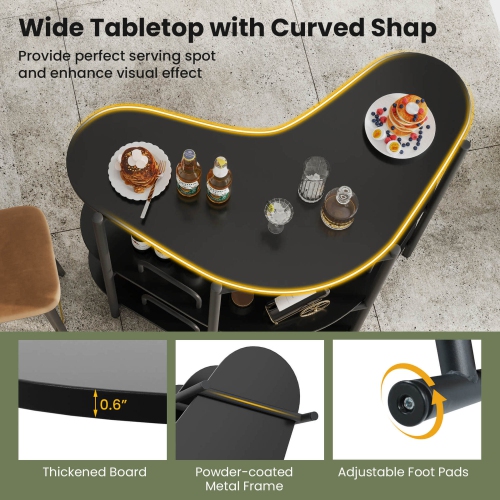 Costway 3-Tier Home Bar Unit with Stemware Racks & Storage Shelves with Metal Frame Brown/Black