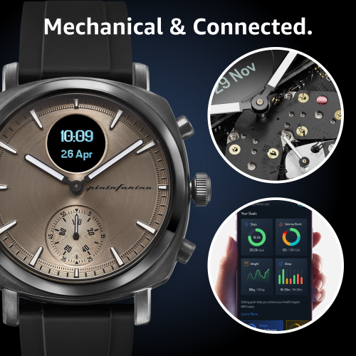 pininfarina Senso Sport 44mm Smartwatch - Analogue Watch with Digital Display, Tracks Heart Rate, Steps, Calories, Sleep, Fitness - Mercure Grey