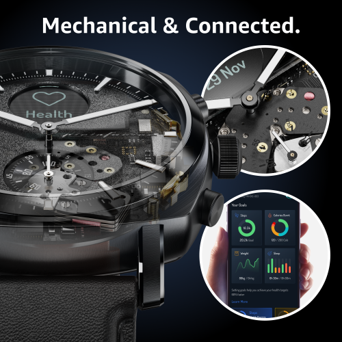 pininfarina Senso Hybrid 44mm Smartwatch - Analogue Watch with Digital Display, Tracks Heart Rate, Steps, Calories, Sleep, Fitness - Slate Grey