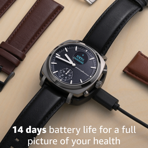 pininfarina Senso Hybrid 44mm Smartwatch - Analogue Watch with Digital Display, Tracks Heart Rate, Steps, Calories, Sleep, Fitness - Slate Grey