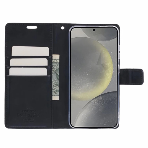 TopSave Goospery Blue Moon w/Magnet Clip Leather Wallet Folio Flip Stand Case for Samsung Galaxy A36/A56 6.7", Black