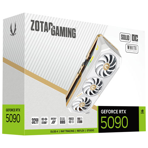 ZOTAC GAMING GeForce RTX 5090 Solid OC White Edition 32GB GDDR7 Video Card