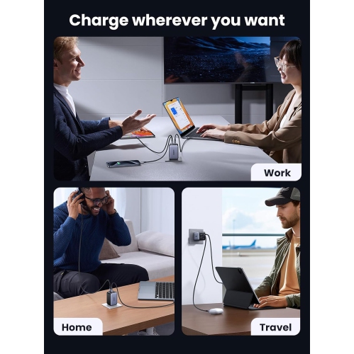 UGREEN Nexode 65W 4-Port GaN Fast Charging Block - 3 USB-C and 1 USB-A Fast Wall Charger for MacBook, iPhone, iPad, Galaxy, Pixel, Steam Deck
