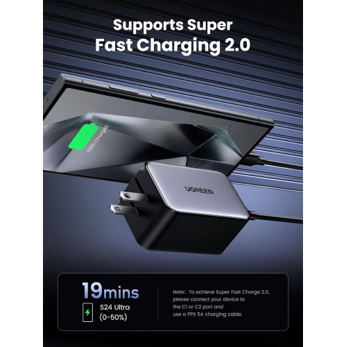 UGREEN Nexode 65W 4-Port GaN Fast Charging Block - 3 USB-C and 1 USB-A Fast Wall Charger for MacBook, iPhone, iPad, Galaxy, Pixel, Steam Deck