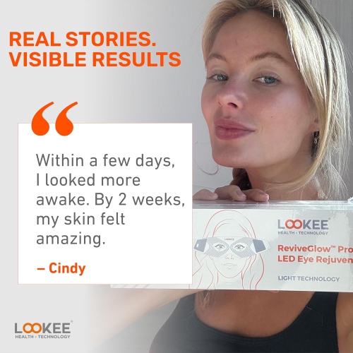 LOOKEE ReviveGlow Pro LED Eye Rejuvenator Red Light Therapy Glasses - Proudly Canadian - Anti-Aging, Fine Lines & Wrinkle Reducing Mood & Sleep