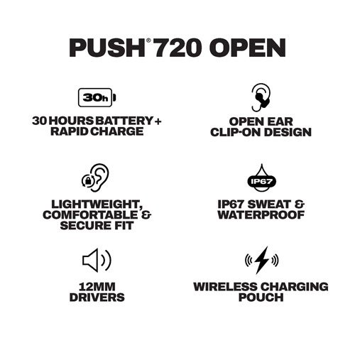 Écouteurs boutons 100 % sans fil à isolation sonore Push 720 Open de Skullcandy - Noir