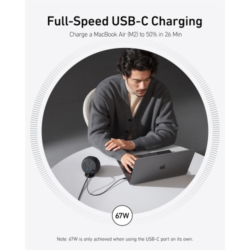 Anker MagGo Magnetic Charging Station - Qi2 Certified 15W MagSafe Compatible Wireless Charger with 8-in-1 Power Strip for iPhone 15/14/13/12, 3 AC &