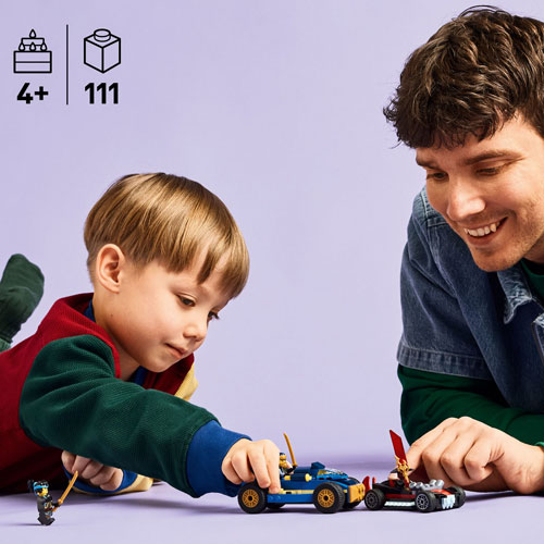 LEGO Ninjago : Le duel de voitures de course entre Rogue et Drix - 111 pièces