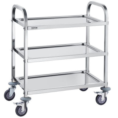 VEVOR&nbsp;3 Layers Stainless Steel Cart,&nbsp;Lab Utility Cart&nbsp;400 lbs Weight Capacity,&nbsp;Medical Cart&nbsp;with Lockable Universal Wheels,