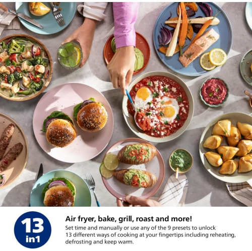 Philips 2000 Series Airfryer - 4.4 qt Pan, 13 Cooking Functions, RapidAir Technology, Healthy Cooking with 90% Less Fat, Efficient & Fast (NA220/00)