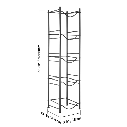 Porte-bouteille VEVOR 5 niveaux, porte-bouteille d'eau de 5 gallons, porte-bouteille à une rangée pour 5 bouteilles, support robuste pour bidon d'eau