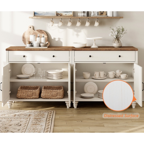 WAMPAT Entertainment Center with Bookshelves for TVs up to 75", Farmhouse TV Stand with 8 Doors & 4 Drawer, Media Console Table for Living Room,